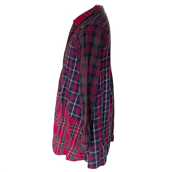 J. Jill Patchwork Button Down Mixed Red Plaid Tunic Top Pockets S Lightweight - Picture 7 of 9